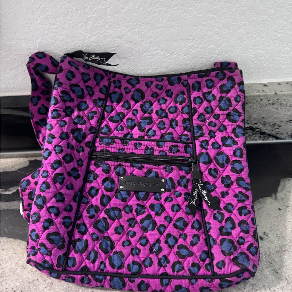 Vera Bradley Vibrant Pink and Blue Patterned Crossbody Bag